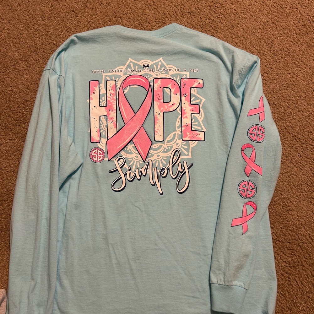 Simply Southern Long Sleeve Tee - Light Blue and Pink